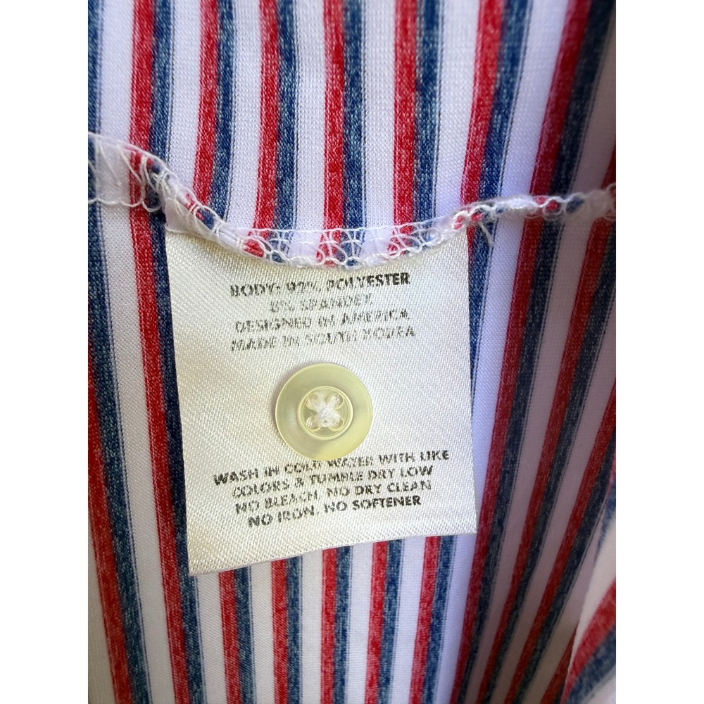 Rhoback Performance Polo Shirt Red Blue Striped American Flag Golf Size XXL - Picture 4 of 6